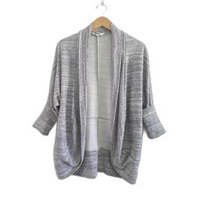BB Dakota Heather Gray Open Front Shawl Collar Thick Cardigan Size S